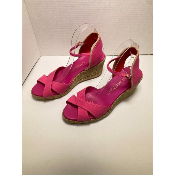 Stuart Weitzman Women's Fuchsia Mirela II Espadrille Wedge Sz 10B - Picture 7 of 9